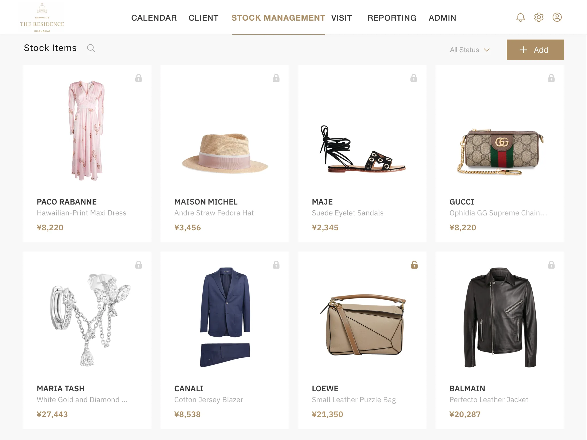 Harrods clienteling stock management interface