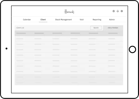 Client list low-fidelity wireframe